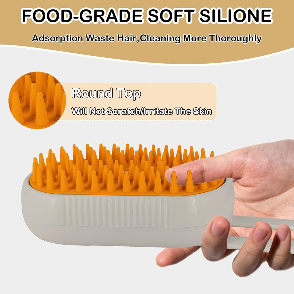 Steam Brush 4 in 1 for Shedding,  Rechargeable Cat Brush with Steam, Anti-Static for Pet Massage, Cleaning, Shedding and Combing- Cream
