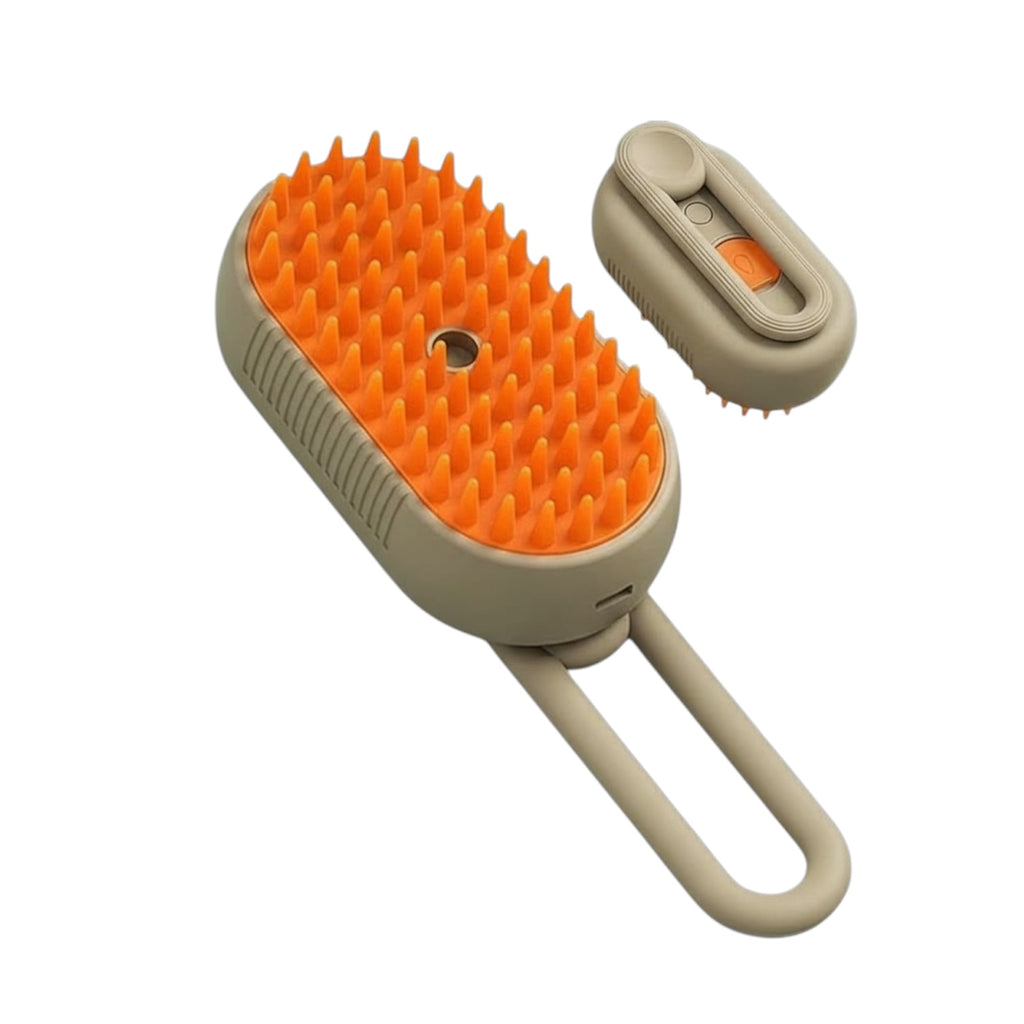 Steam Pet Brush - 3-in-1 Grooming, Detangling & Spa Care for Cats & Dogs (Brown)